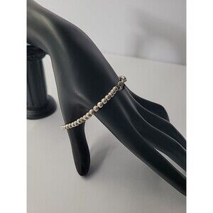 925 Sterling Silver Bead Bracelet Ball Bead Chain Lobster Clasp Minimalist Stack